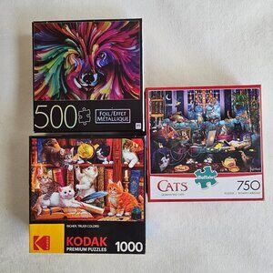 Three different jigsaw puzzles